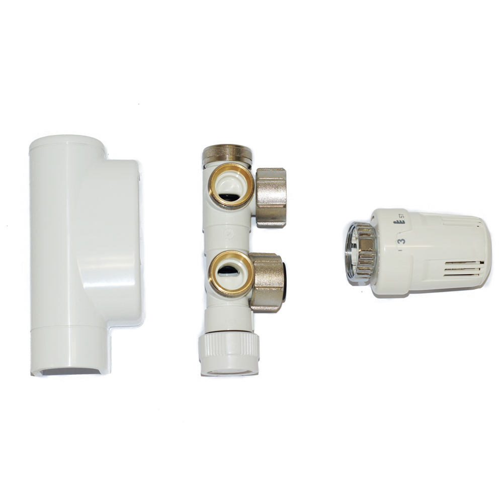 MERT ECAM Multiblock Weiss Eckform Anschluss Heizkörper Ventil Thermostat rechts