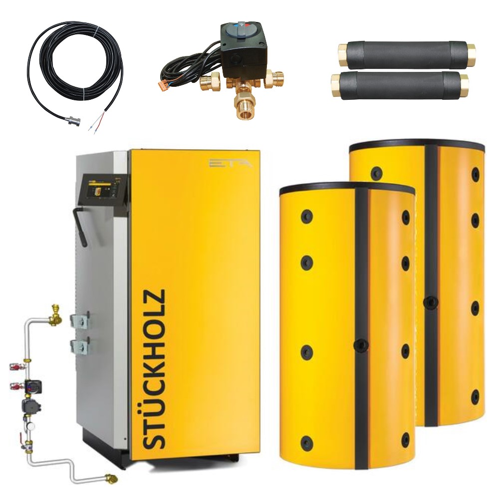 ETA Paket Holzvergaser SH 30 kW 2 x Pufferspeicher SP1000 Rücklaufanhebung