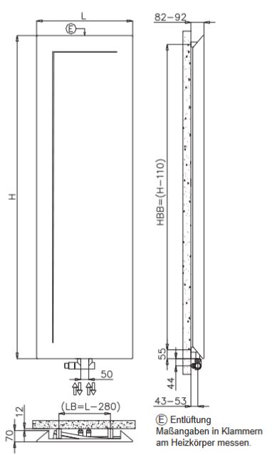 BEMM Immagina IRSAP Design Paneel Heizkörper Vertikal Heizwand