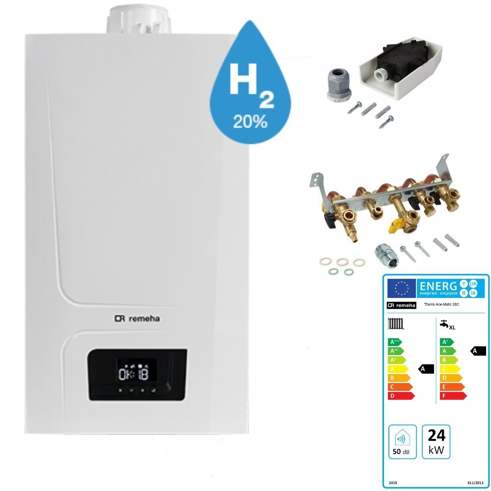 Remeha Paket Gas Brennwert Kombiheizkessel Tzerra Ace-Matic 28 C 28 kW Remeha Paket Gas Brennwert Kombiheizkessel Tzerra Ace-Matic 28 C 28 kW