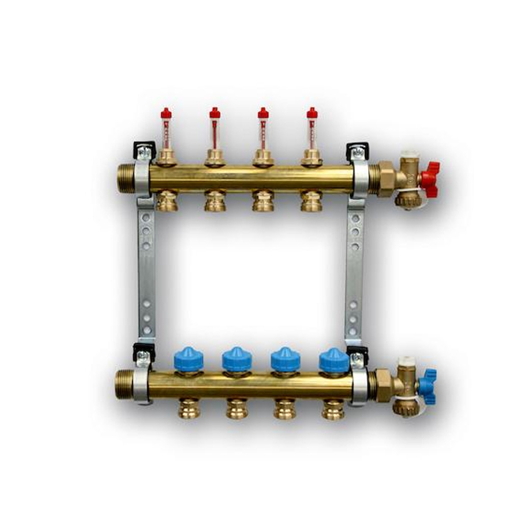 Roth 9-fach Heizkreisverteiler mit Durchflussanzeige absperrbar DN 25 (1") AG