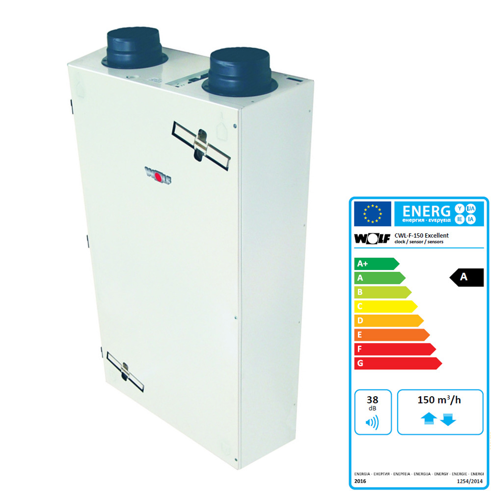 WOLF Comfort Wohnungs Lüftung Excellent CWL-F-150 Flachgerät kontrolliert KWL