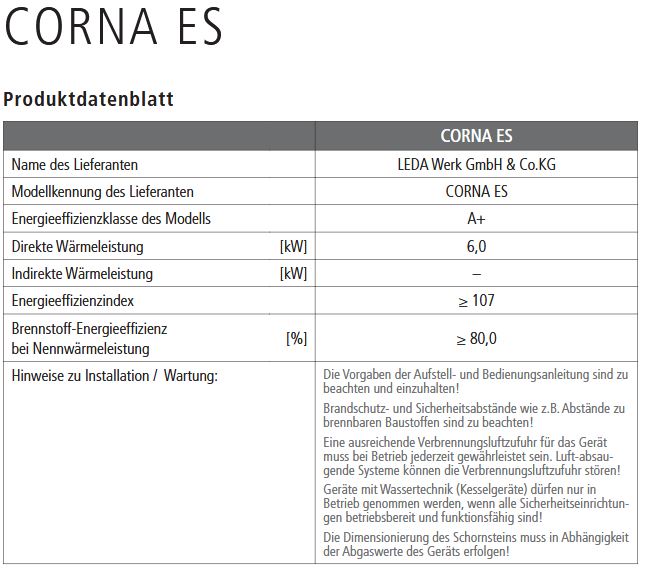 Kaminofen Leda Corna ES L 6 KW weiß Ecksicht links Guss Abgang oben 1003-02284