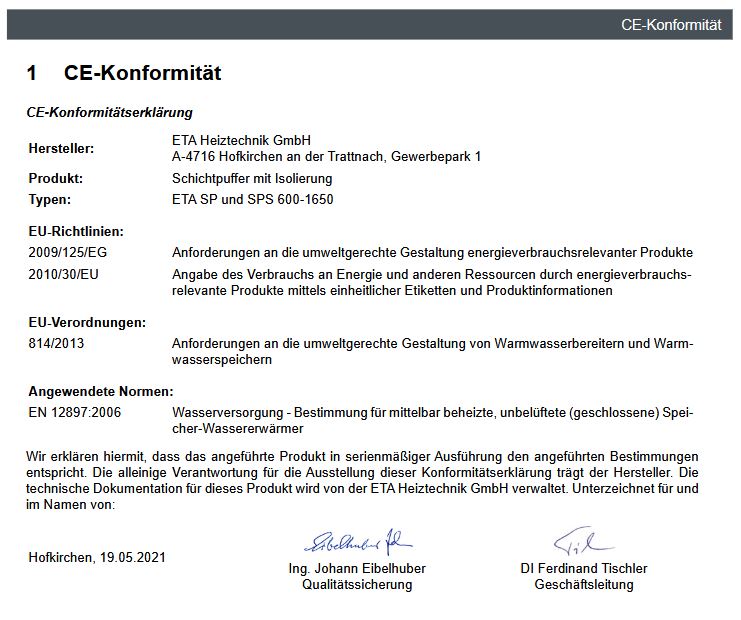 ETA Schichtpufferspeicher SP 825 mit Isolierung Neodul Plus melonengelb