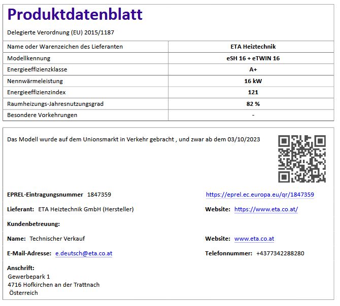 ETA Kombikessel eSH Twin Set 16/16 Holzvergaser Pelletsbrenner 11102-16-01