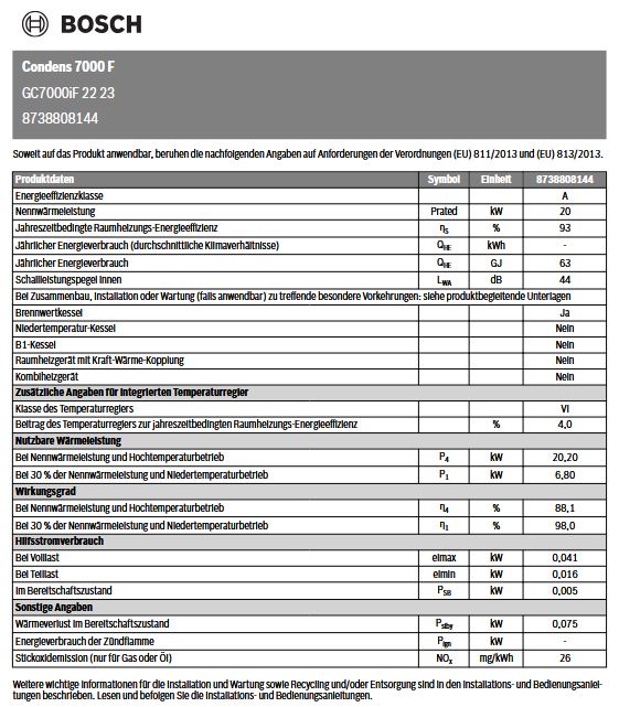 BOSCH Gas Brennwertkessel Condens GC7000F 22 23 I 22 kW bodenstehend 8738808144