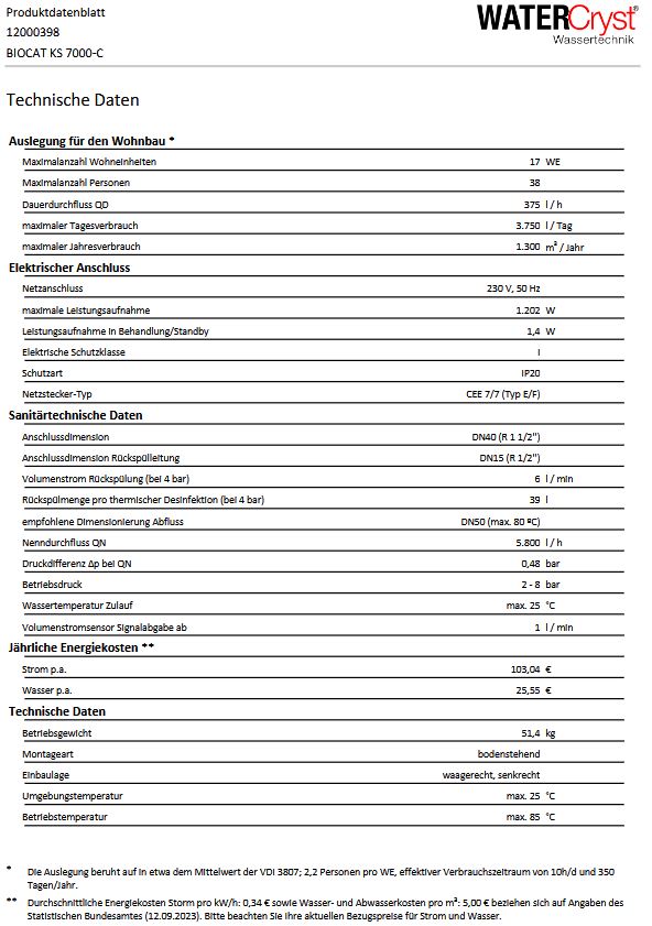 Watercryst BIOCAT KS 7000-C Kalkschutzanlage Katalysator Technologie 12000398