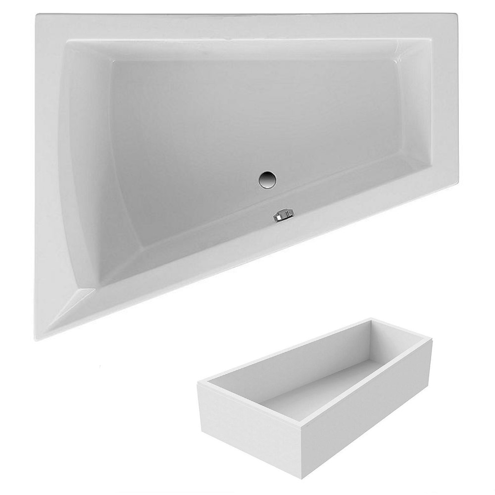 Raumspar Badewanne LAGO II links 175 x 500 x 1350/700 mm Acryl weiß Träger