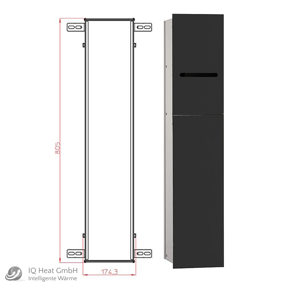 WC-Modul emco asis 2.0 Unterputz, Anschlag rechts, Höhe 811mm, sw + Einbaurahmen