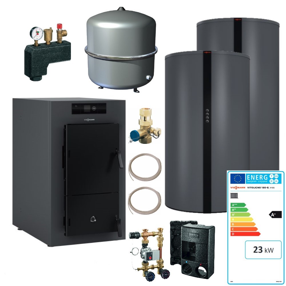 Viessmann Holzvergaser Paket Vitoligno 150-S 23 kW Pufferspeicher Vitocell 100-E