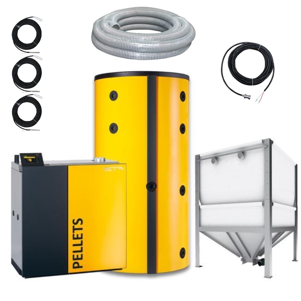 ETA Pelletkessel PU15 Paket Pufferspeicher SP600 Pelletsilo ETAbox21 Pelletsunit