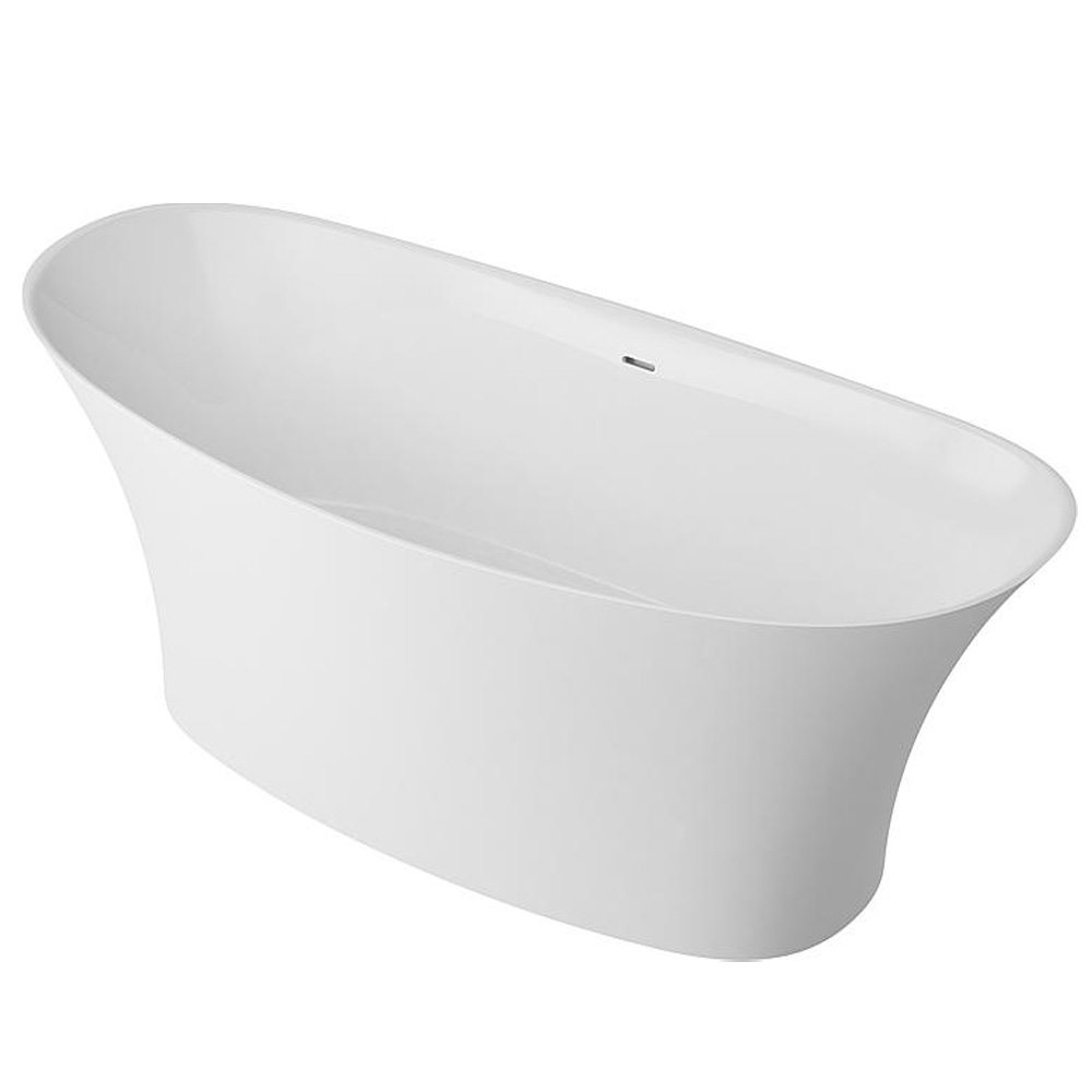 Mineralguss Badewanne Earta 2.0 170 x 63,5 x 78,6 weiß integriertem Ab-Überlauf