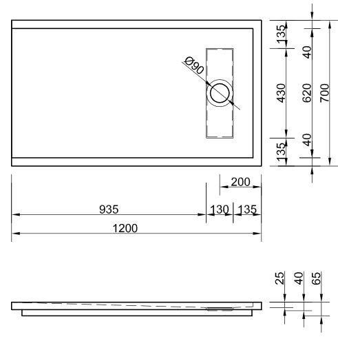 Acryl Duschwanne Lyon E 120 x 70 cm Duschtasse Duschbecken Wannenträger Ablauf