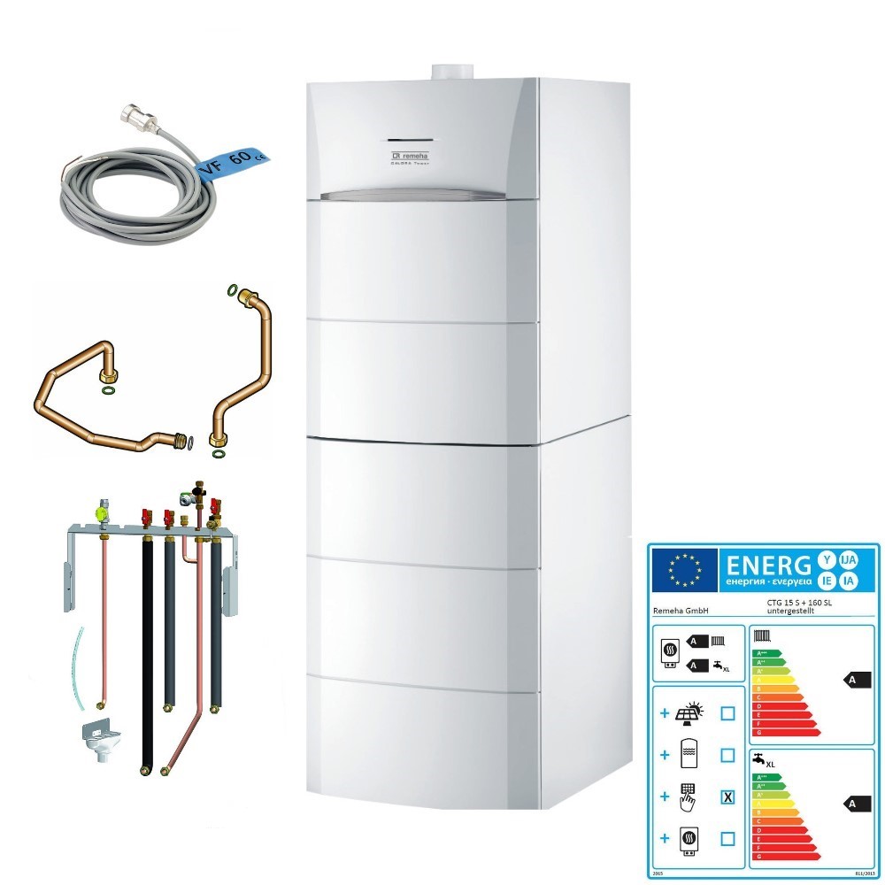 Remeha Gas Brennwert Kessel Calora Tower 15 S 160 Liter Speicher Paket 22 hinten Remeha Gas Brennwert Kessel Calora Tower 15 S 160 Liter Speicher Paket 22 hinten