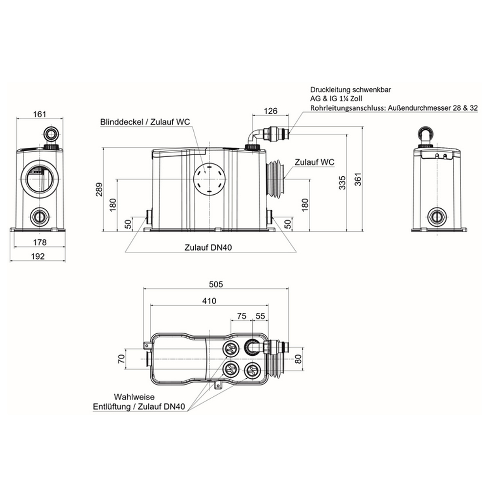 Zehnder Fäkalien-Hebeanlage Gerios Direktanschluss oder Vorwandmontage 20559