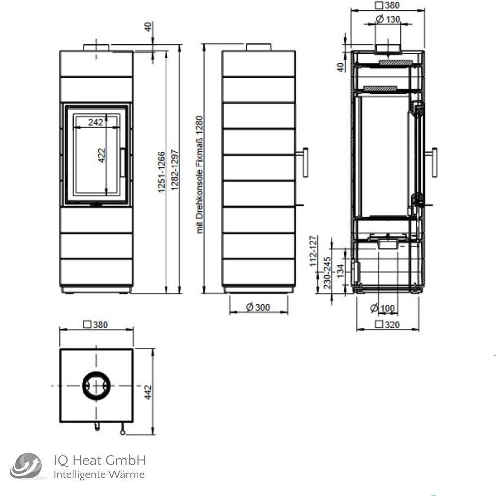Kaminofen Leda Corna PS 6 kW Rauchabgang oben Gussofen schwarz