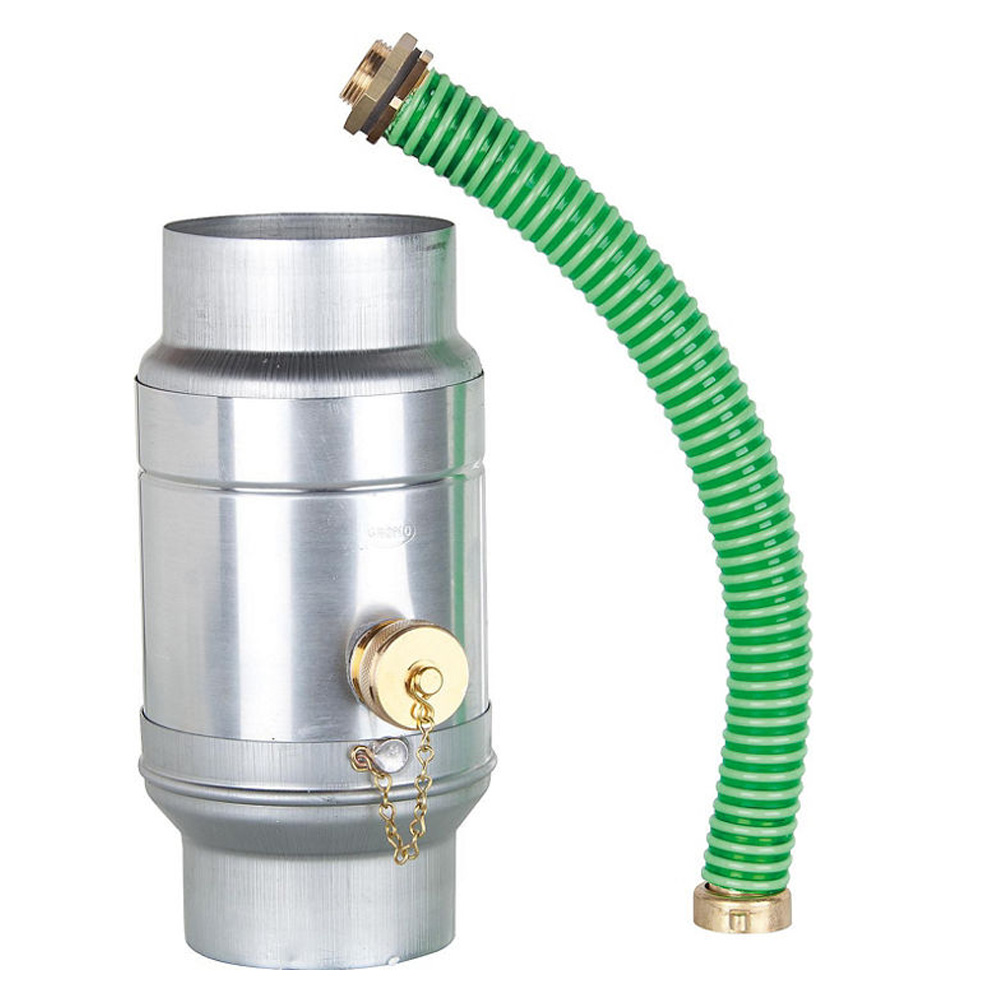 Grömo Titanzink Regenwassersammler DN76 Einbauset mit Verbindungsschlauch DN25 (1“)