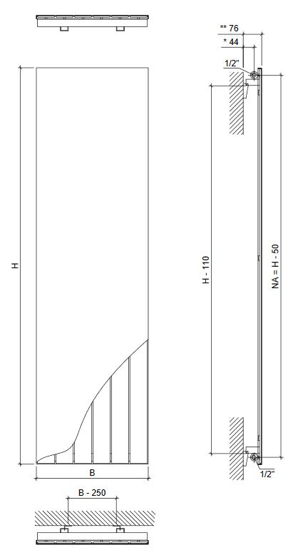 Corpotherma Designheizkörper Panio Plus Edition mit Bild P1 Vertikalheizkörper