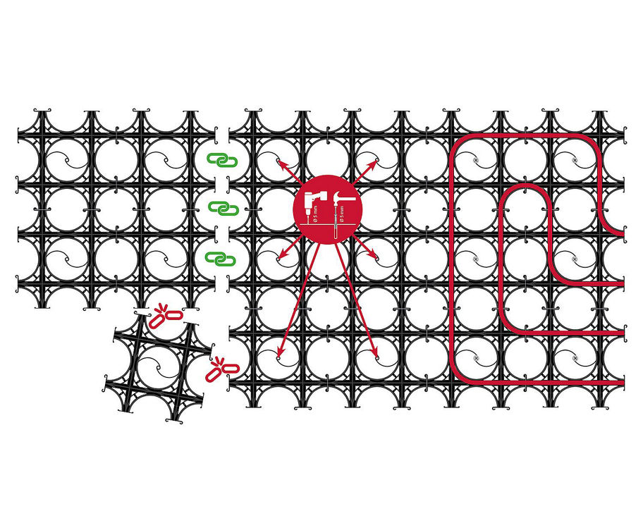 Dünnbett Fußbodenheizung Systemelement EVENES Slim 10 mm 9,6 qm Rohr 10x1,3 mm