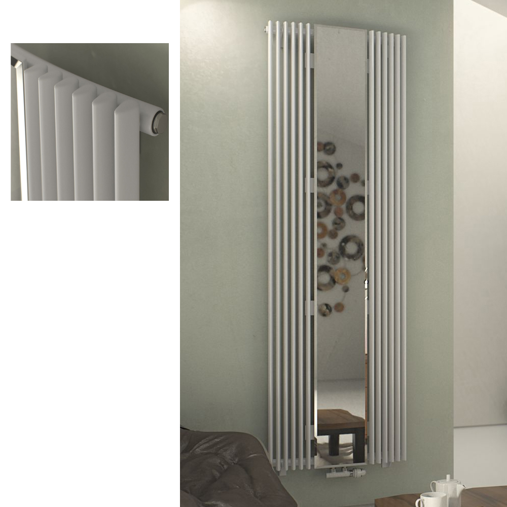 Design Röhrenheizkörper Aurora CM weiß mit Spiegel Paneel Vertikalheizkörper