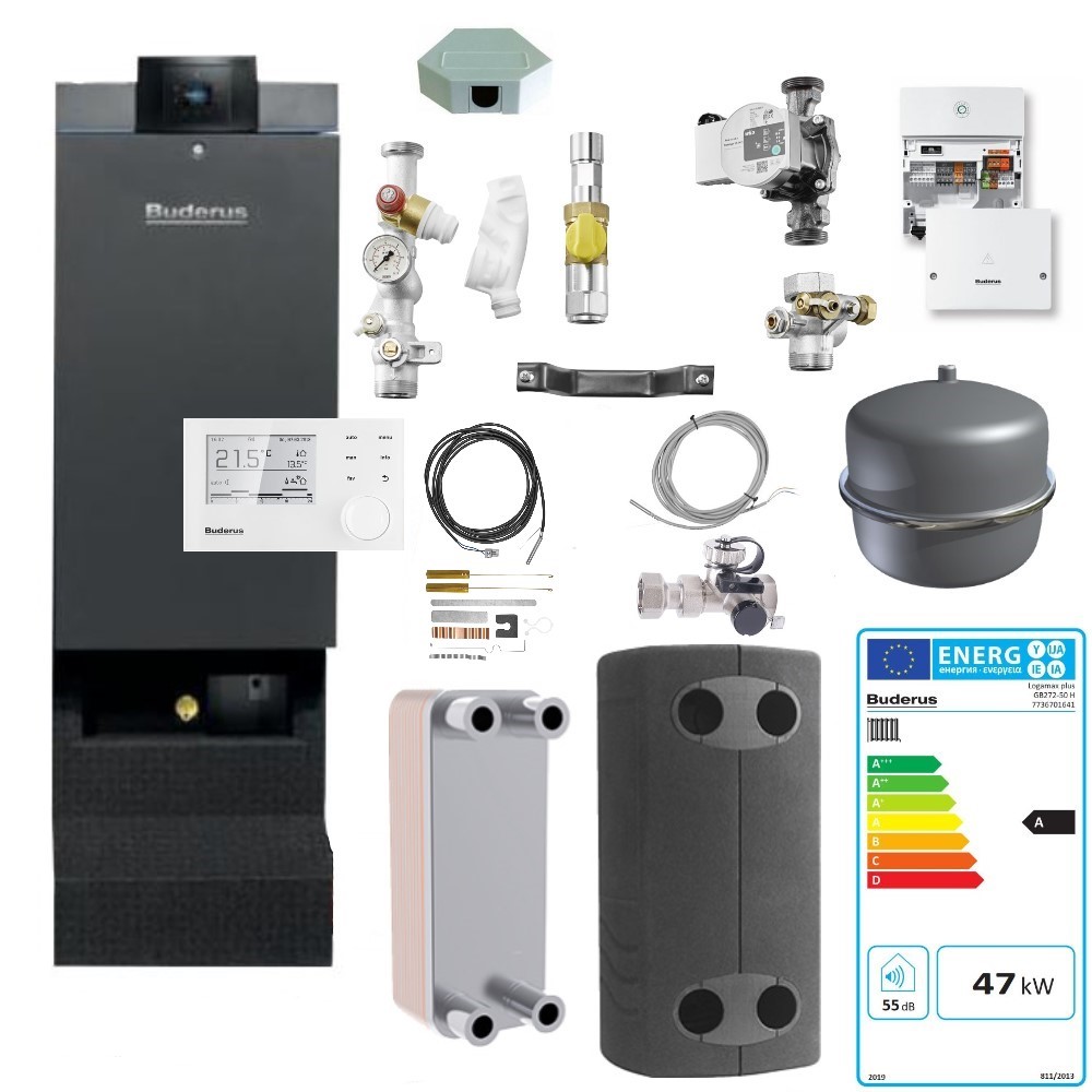 Buderus Logaplus Paket W503 GB272-50 Gas Brennwertgerät RC310 Platten WT