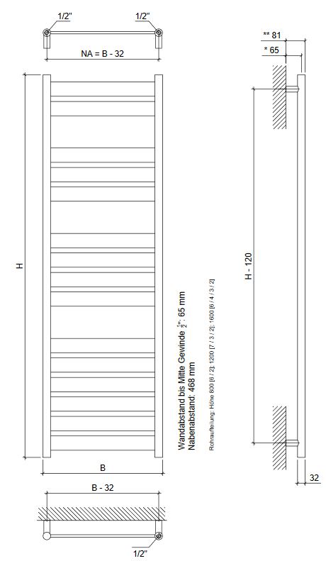 Design Badheizkörper Scala Vera chrom Badwärmer Handtuchheizkörper Heizkörper