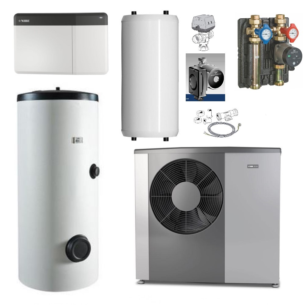 NIBE Luft Wärmepumpe Paket LWP2342 S2125-12 Speicher DD-WH 3030 UKV Zubehör