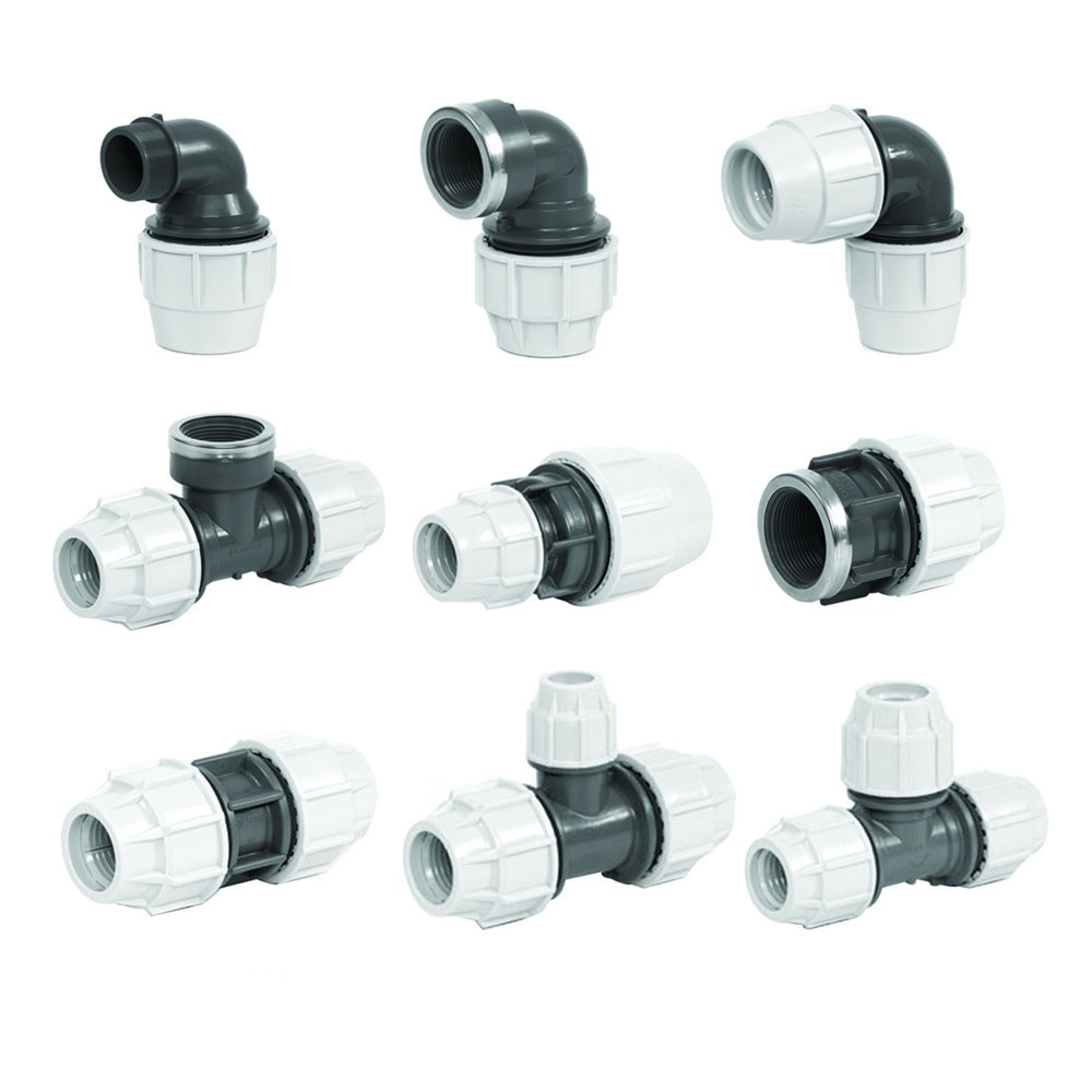 Plasson Klemmfings Serie 18 PE Rohr Winkel Verschraubung T-Stück Kupplung