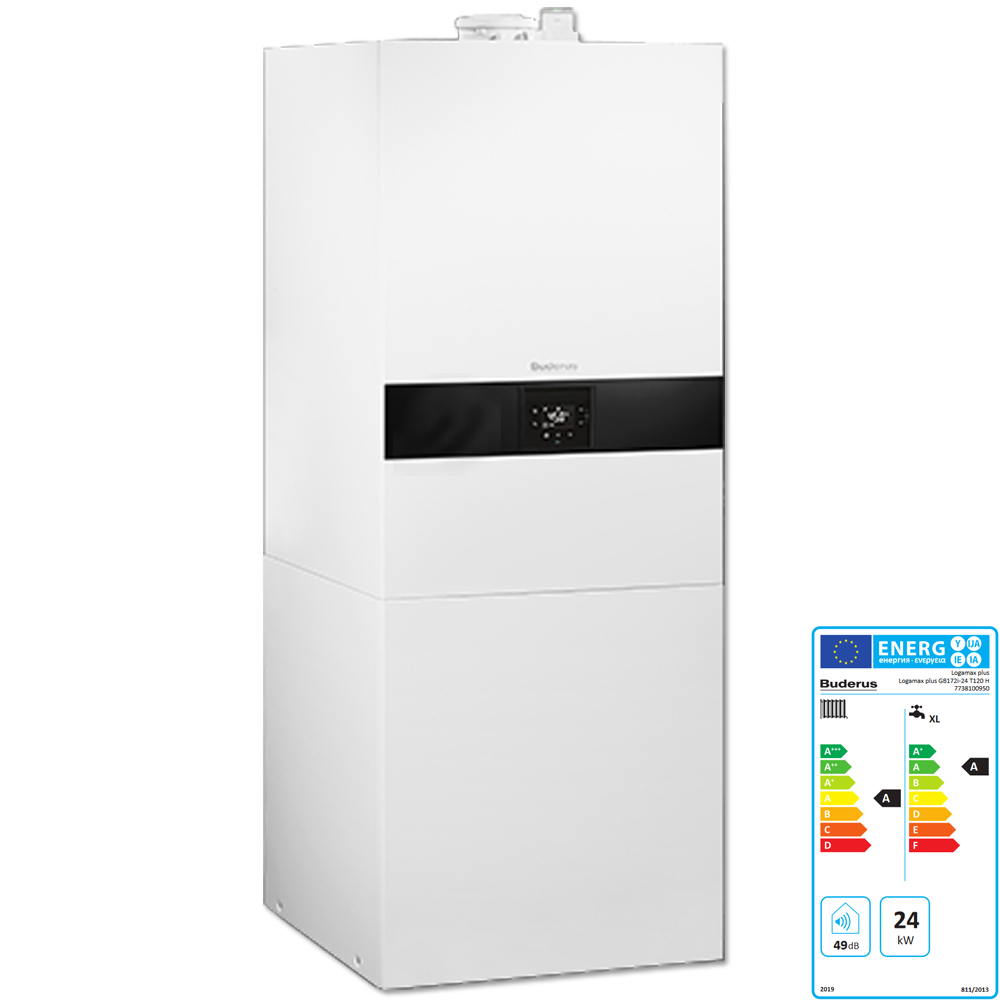 Buderus Gasbrennwert Logaplus-Paket W32 GB172i-24T120 EG-H RC310 1HK seitl.
