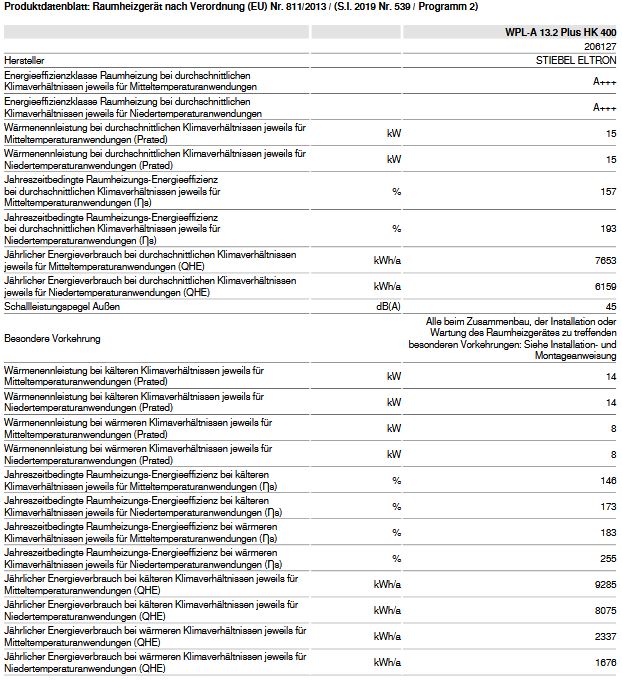 STIEBEL ELTRON Luft Wasser Wärmepumpe WPL-A 13.2 Plus HK 400 mono R290 206127