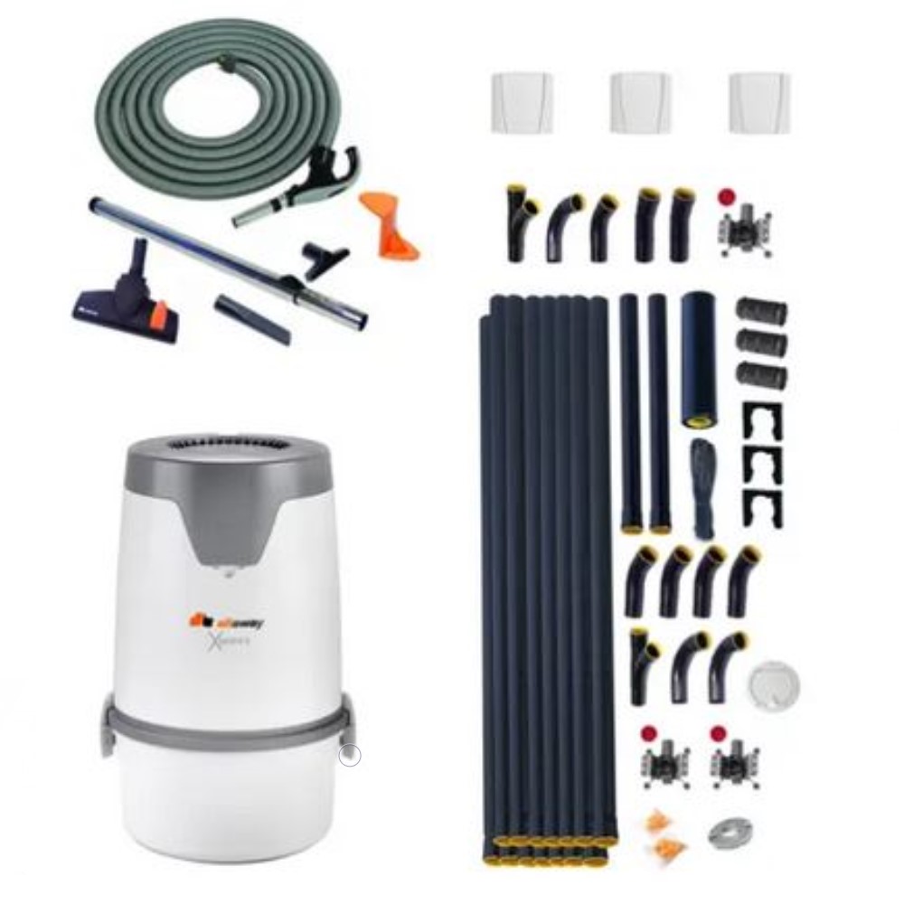 allaway Zentralstaubsauger X30 Komplett-Set SMALL 1 3x Saugdose 10m Saugschlauch Rohr