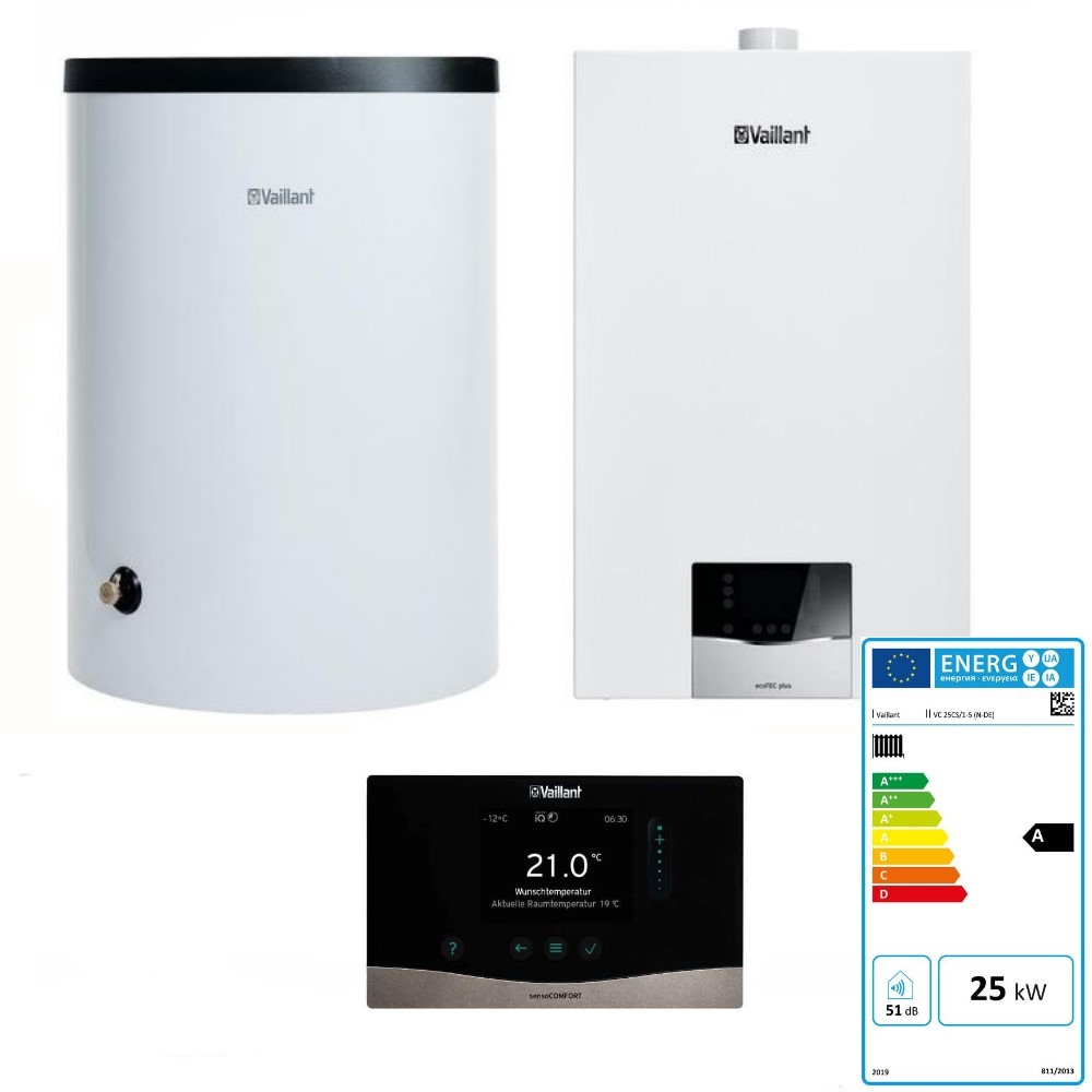 Vaillant Gas Brennwert Paket ecoTEC plus VC 25 CS/1-5 E/LL/P uniSTOR VIH 120