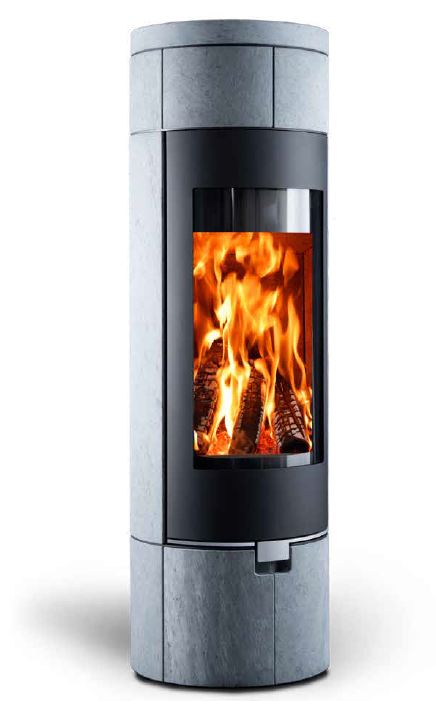 Kaminofen Novaline Aura Dea 7 kW Serpentino Kamin Korpus schwarz Schamotte