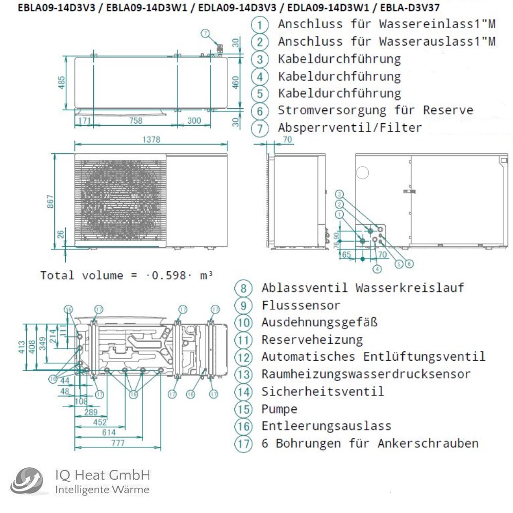 Daikin Wärmepumpe Altherma 3 M H/C 14 BUH3 EBLA14D3W1 Luft Regler Madoka