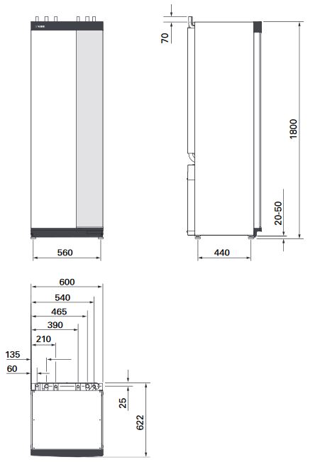 NIBE Inneneinheit VVM S320 Speichervolumen 206 ltr. für Luft Wärmepumpe S2125