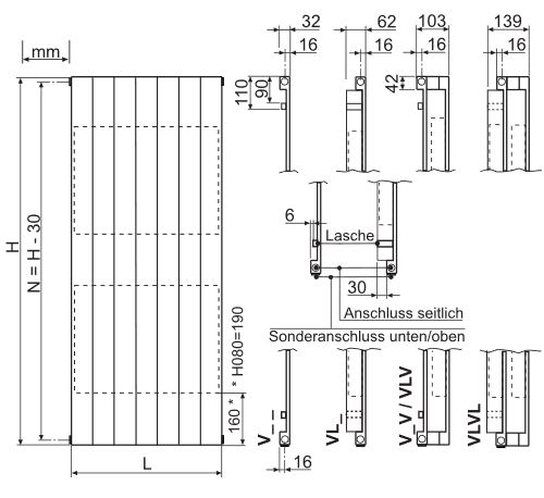BEMM Pawa V Design Paneelheizkörper Heizwand Heizkörper Vertikalheizkörper weiss