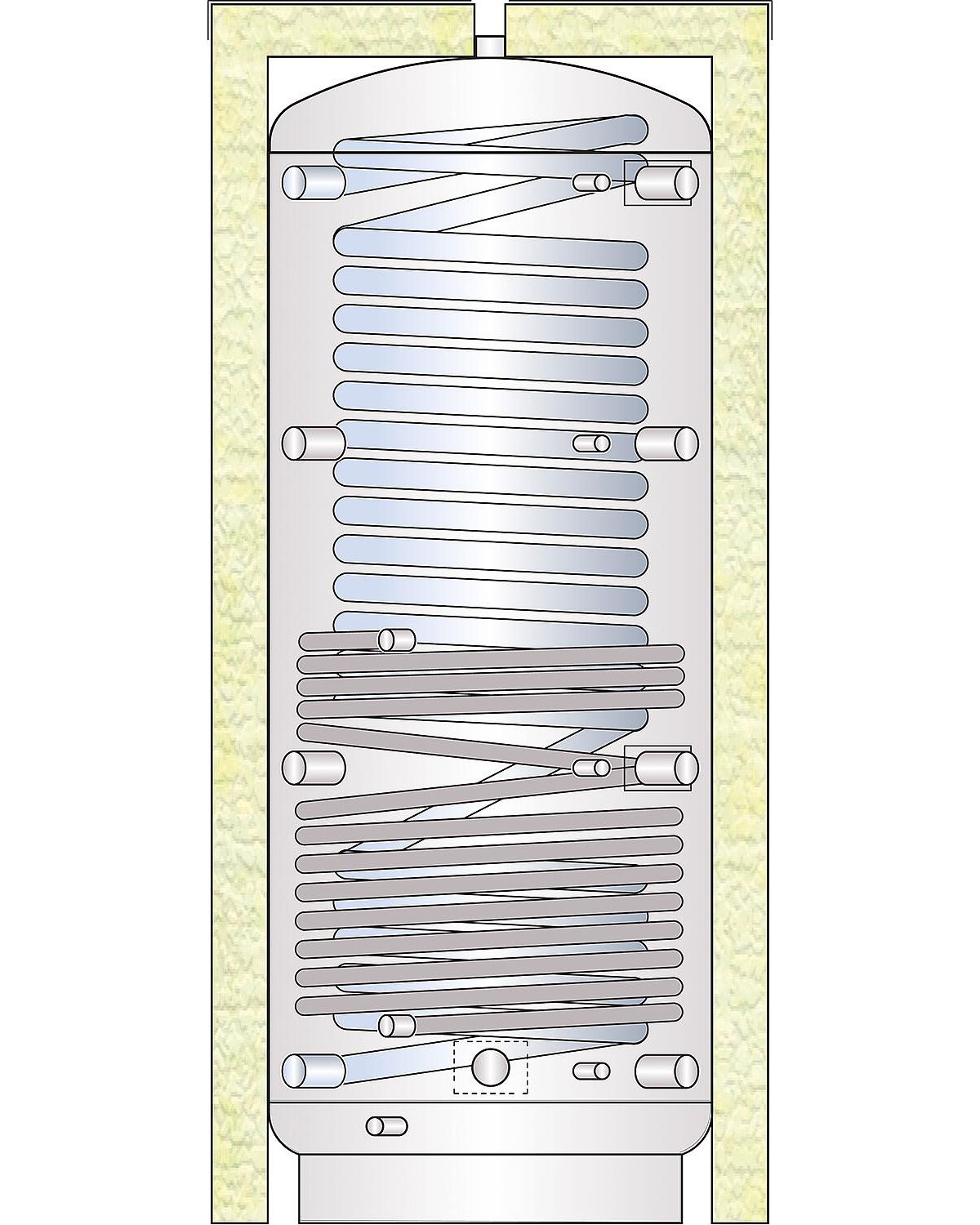 TML Hygiene Kombispeicher MX1W 600 mit 1 Wärmetauscher Inhalt 585 Liter silber