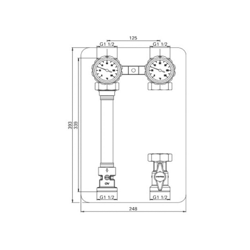 Kessel Anbindesystem Regumat S-180 ohne Pumpe mit Dämmung DN 25 kurze Bauform