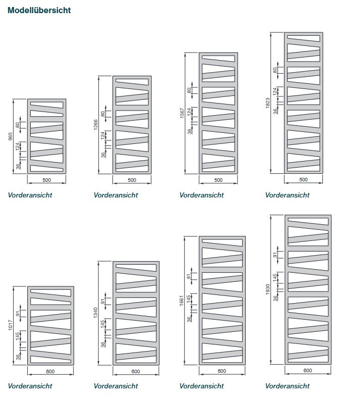 Zehnder Design Heizkörper Ribbon RB-100-060 1017x30x600 mm Black Matt