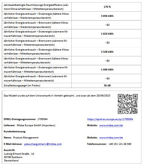 MIDEA Luft Wärmepumpe M-Thermal Arctic Monoblock (R290) 4,5kW MHC-V4WD2N7-E30