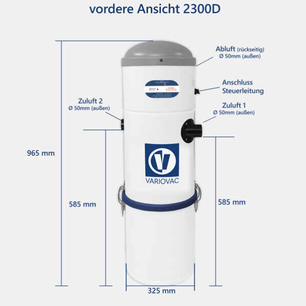 VARIOVAC Zentralstaubsauger HV2300 Zentralgerät 580 Airwatts 1800 Watt 502300