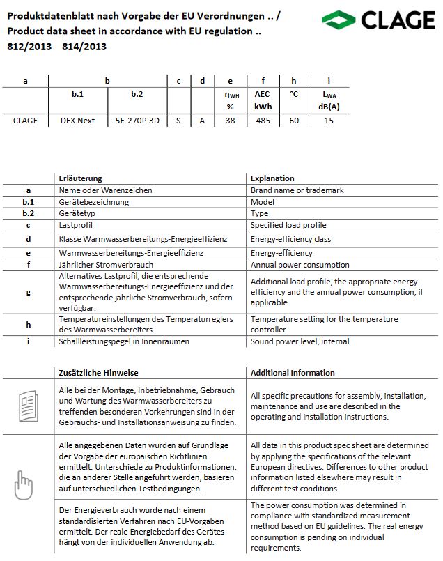 CLAGE Elektronischer Komfort Durchlauferhitzer DEX Next 18-27kW 400V  3200-36400