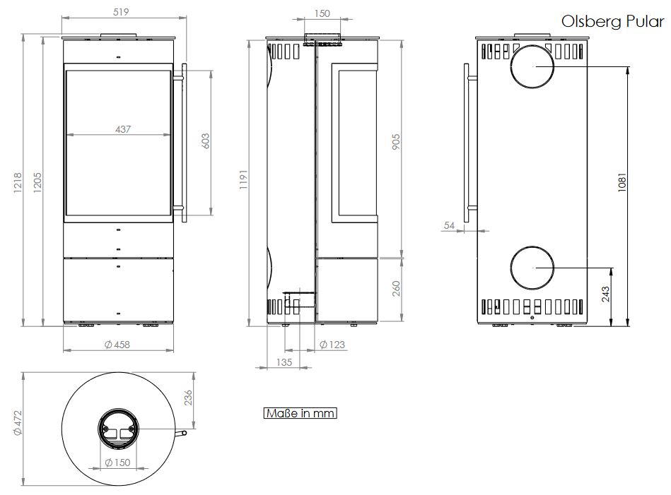 ABVERKAUF Kaminofen Olsberg Pular 5 kW Stahl schwarz 23/7357 Kamin Holzofen