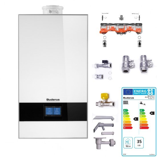 Buderus Gas Brennwert Kombitherme GB182i.2 35KWH Logaplus Paket W43 BC400