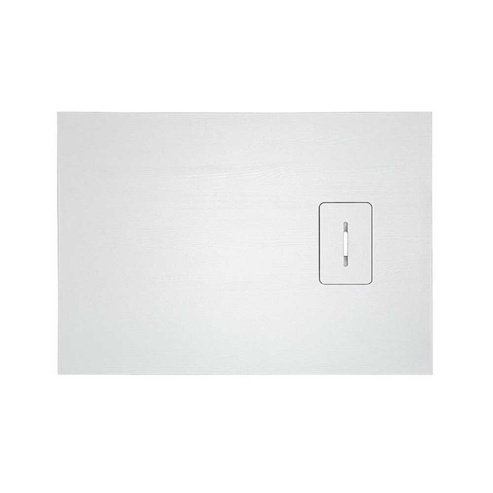 Mineralguss Duschwanne Lendou 1000 x 800 x 35 mm mit Holzstruktur weiss matt