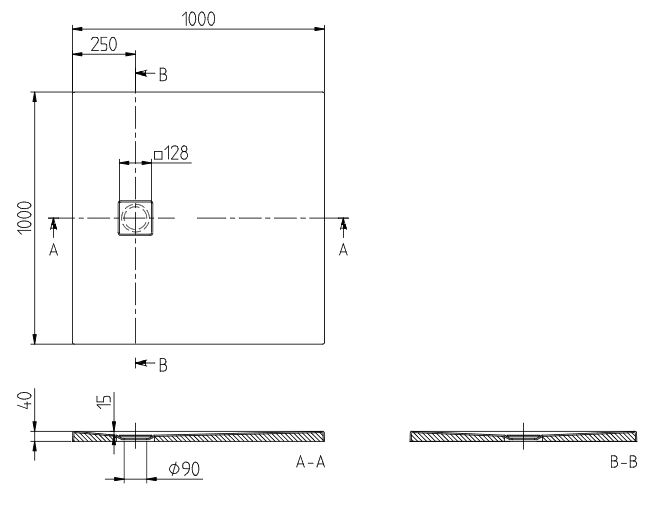Duschwanne Acryl Villeroy & Boch NEWO Quadrat 100 x 100 x 4 cm weiß