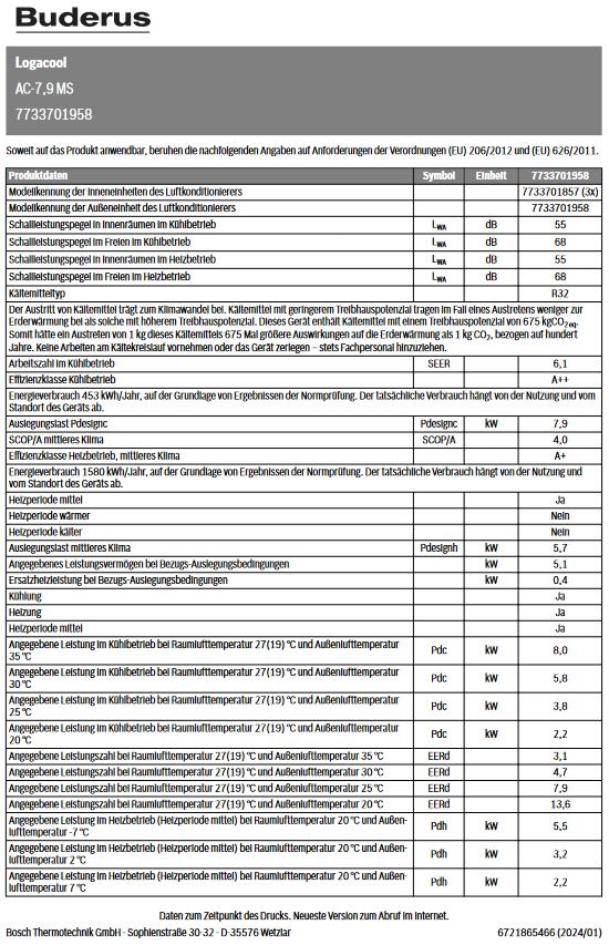 Buderus Klimagerät  Logacool AC-7,9 MS Multisplit Außeneinheit 7,9kW