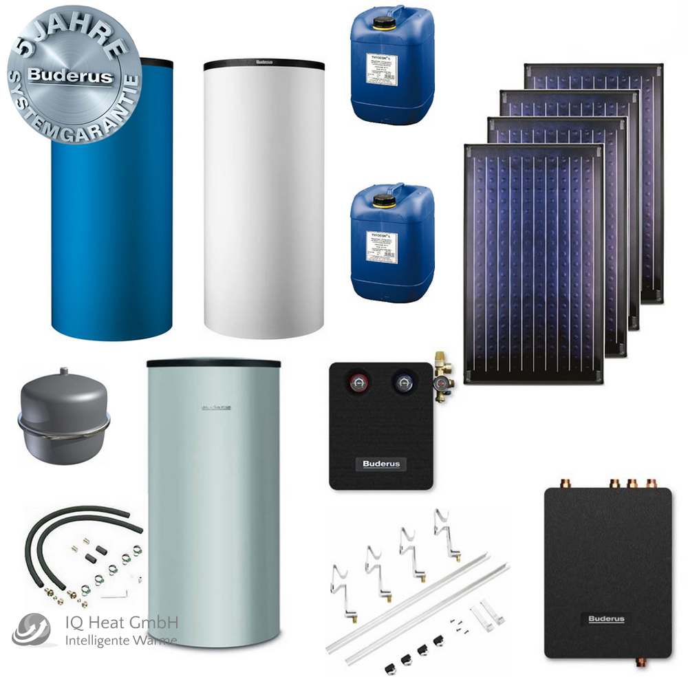 Buderus Solaranlage Logaplus Paket S77 - 4x SKN4.0 Pufferspeicher PNR750 FS27/2