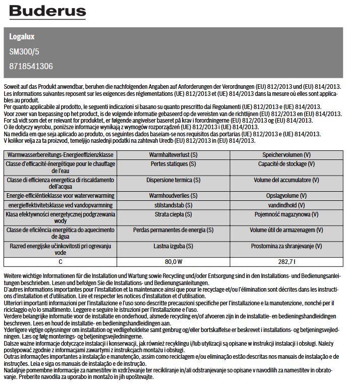 Buderus Warmwasserspeicher Logalux SM300/5 Solarspeicher emailliert blau