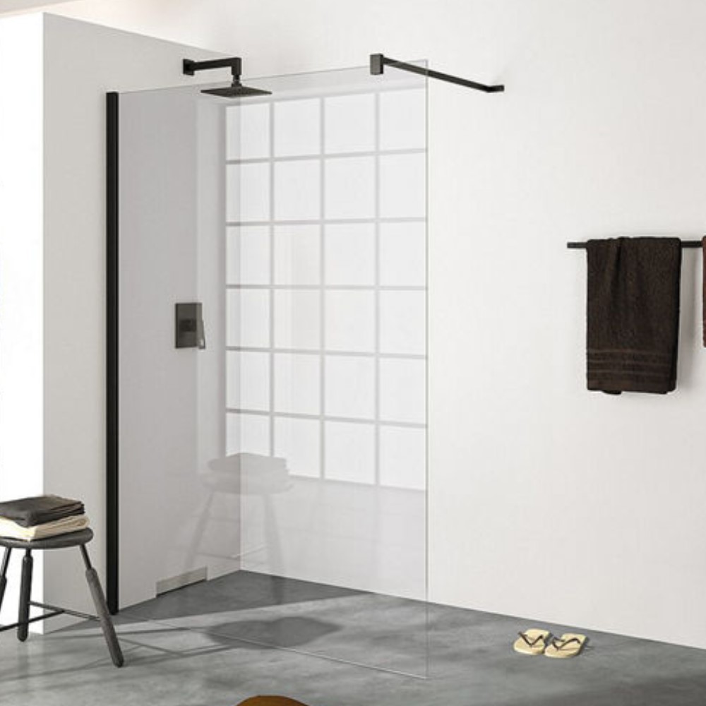 Hüppe Walk-In Glasduschwand Black Edition 1000 x 2000 x 6 mm ETC modular Wandprofil